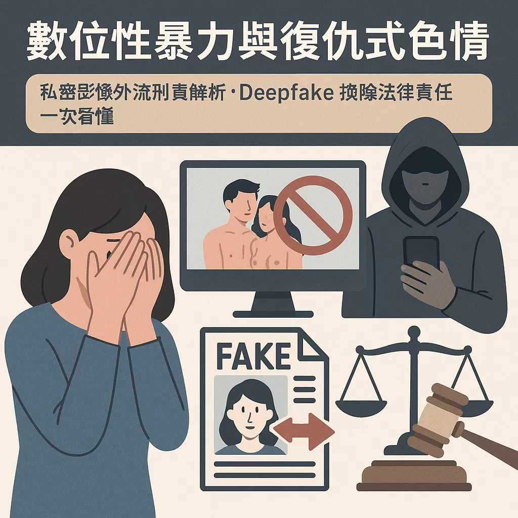 數位性暴力與復仇式色情｜私密影像外流刑責解析、Deepfake換臉法律責任一次看懂