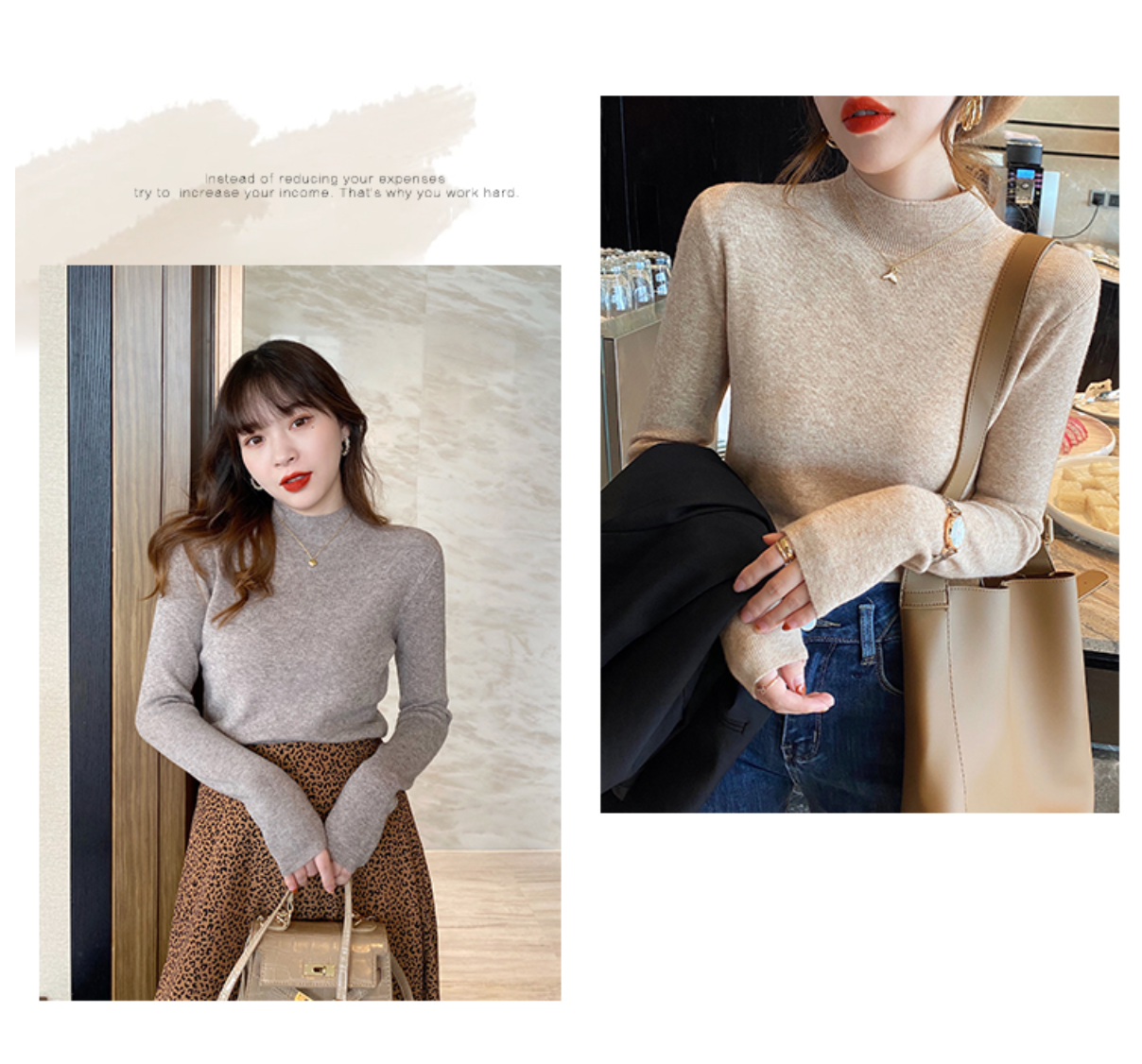 高領羊毛針織上衣