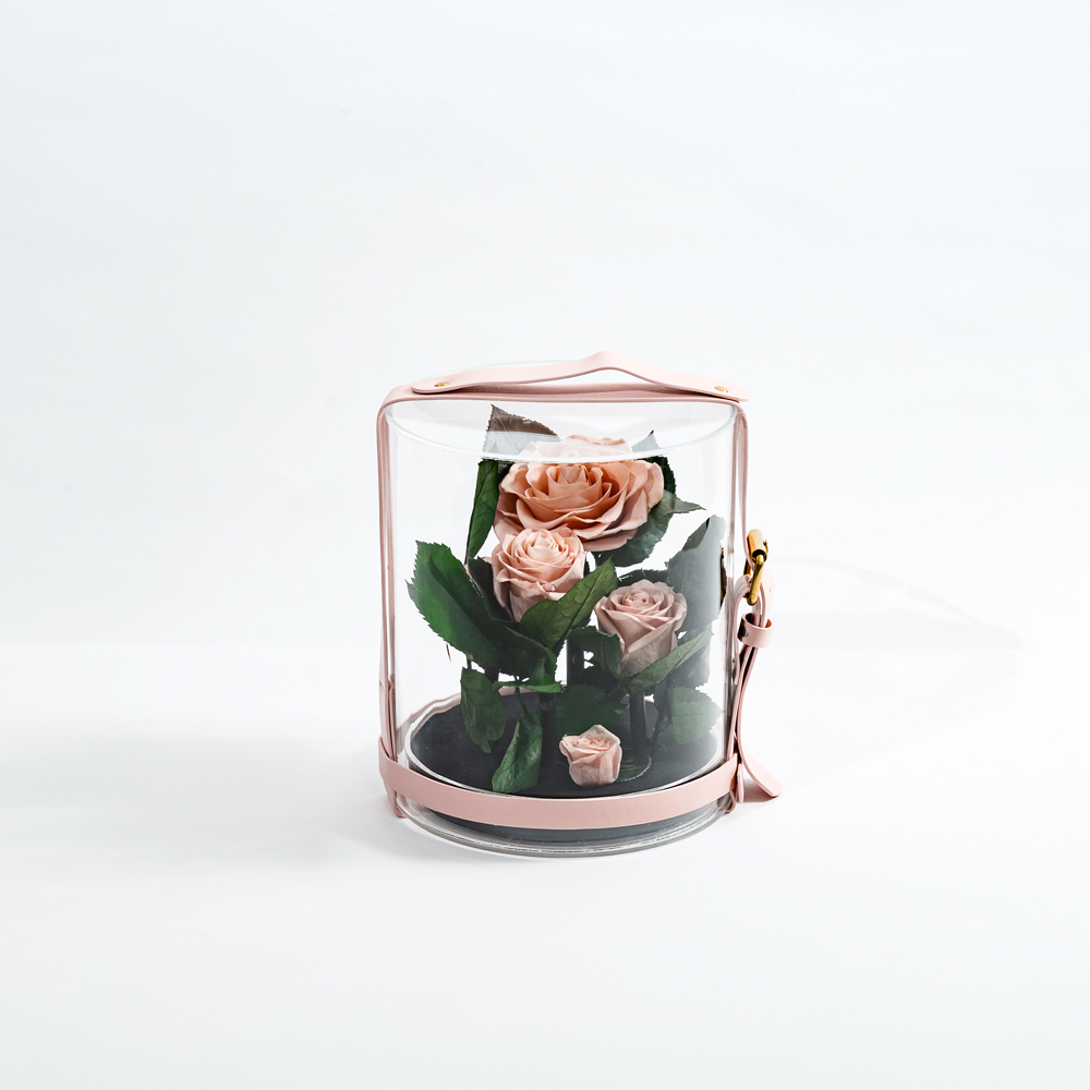 【Flower Plus】 溫柔浪漫 皮革提把永生花禮盒 質感 乾燥花 莫蘭迪