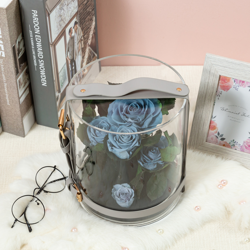 【Flower Plus】 永恆初心 皮革提把永生花禮盒 質感 乾燥花 莫蘭迪