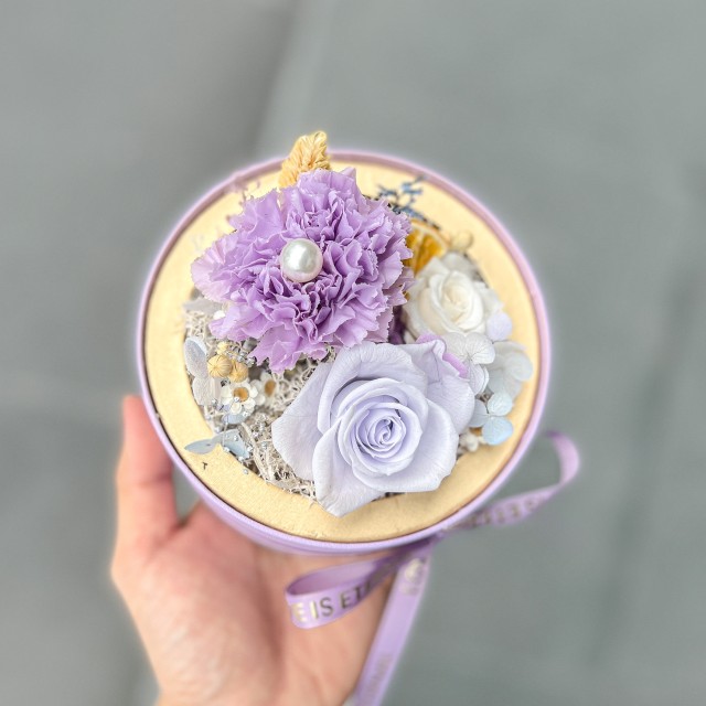 【Flower Plus】 丁香紫 | 樂透球永生花盒