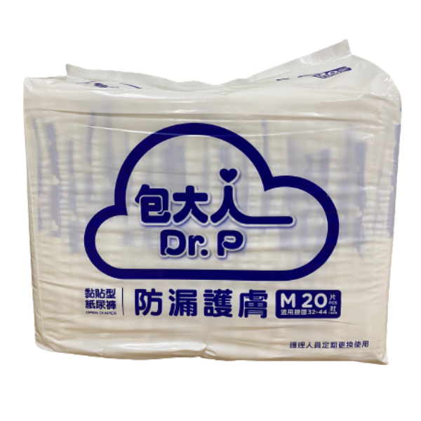 (箱購) 包大人 黏貼型紙尿褲防漏護膚M號 32-44吋 (20片x4包)