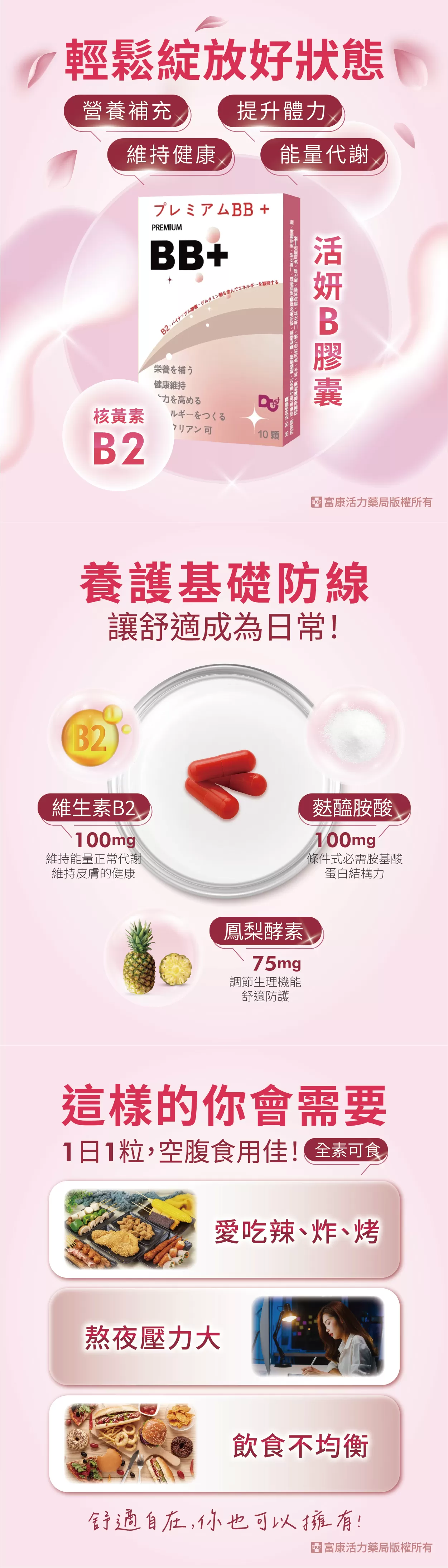 活妍B膠囊 10粒/盒,單方B2,口角炎,黏膜修復,嘴破,鳳梨酵素