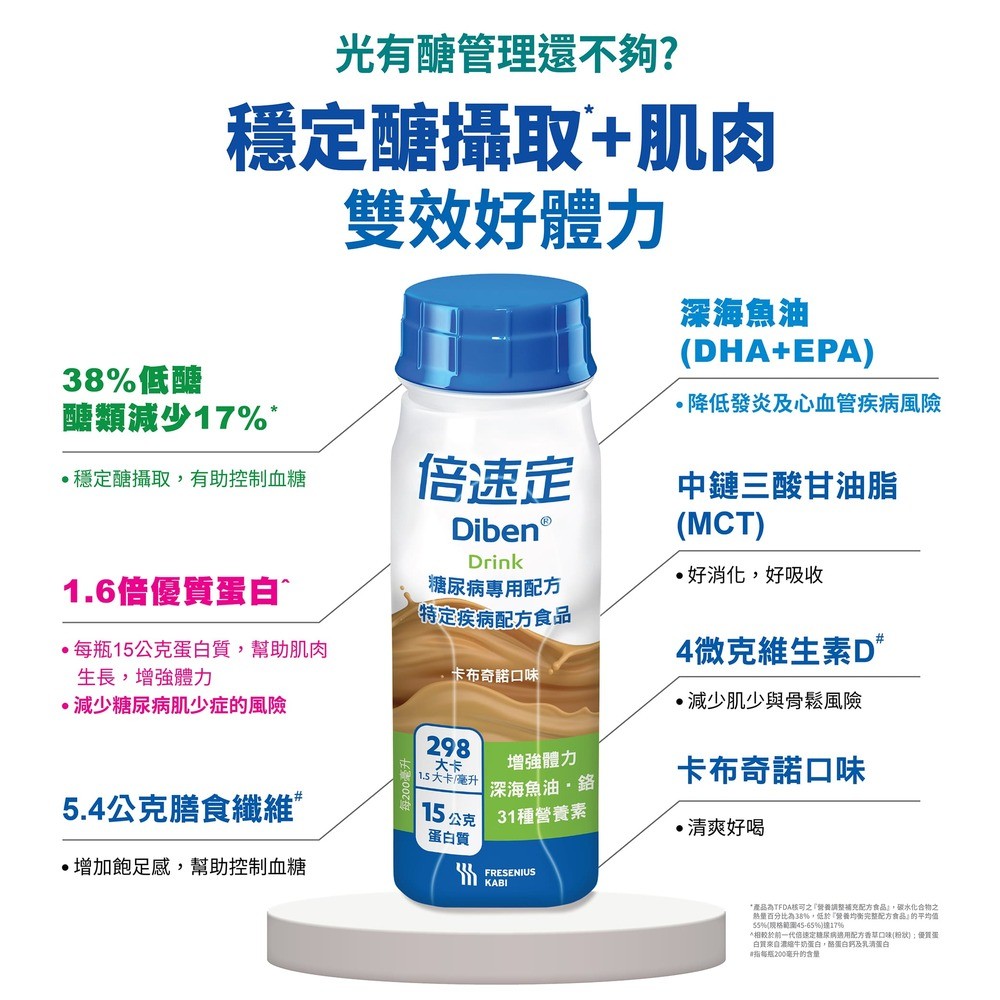 【1箱贈3罐】倍速定 糖尿病專用配方 卡布奇諾200ml(24罐/箱),高血糖,卡布奇諾,倍速,糖尿病奶水,特殊疾病配方