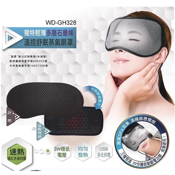 晶晏 奈米碳熱敷石墨烯眼罩 (動力式熱敷墊),眼部放鬆,眼部熱敷,舒緩,眼罩,石墨烯