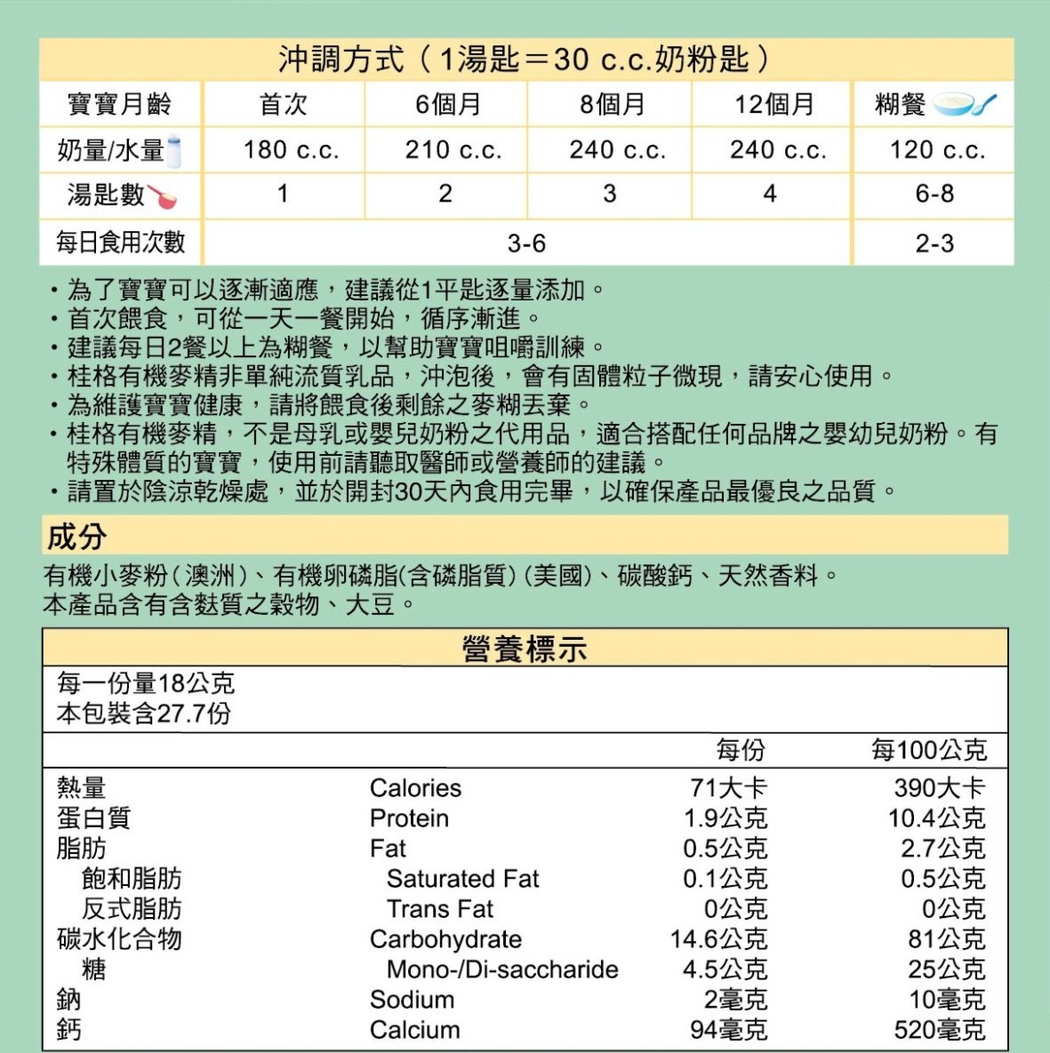 桂格 有機麥精 500g/罐,6個月,4個月,麥精,寶寶食物,十倍粥