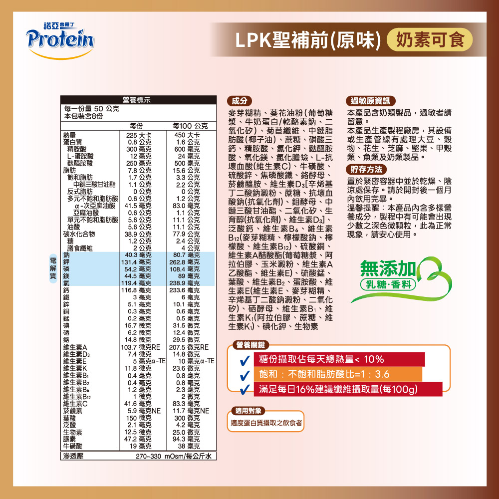 諾亞普羅丁 LPK聖補前 400g/罐,慢性腎臟病,腎臟不好喝甚麼,未洗腎,低鈉配方,普羅丁