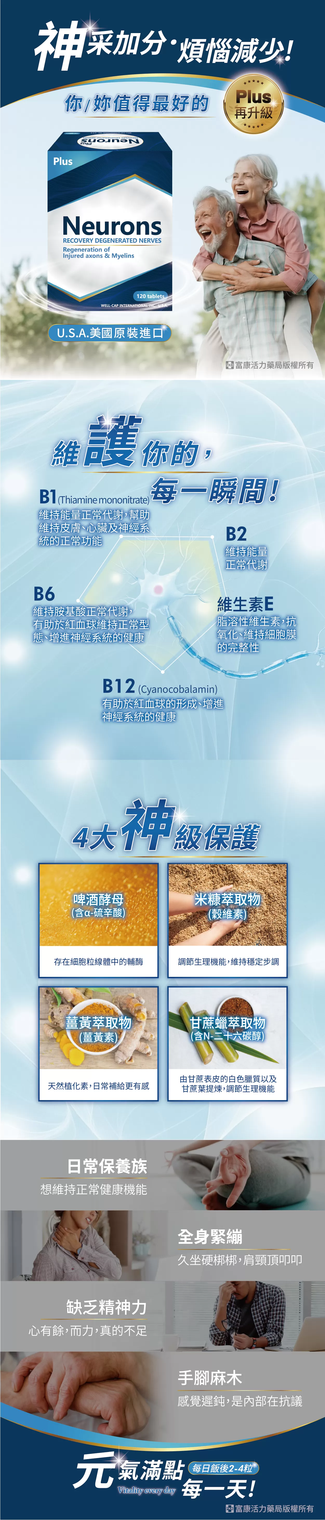 【多件優惠】護元神錠PLUS 120錠,合力他命,神經,糖尿病,手麻,谷維素