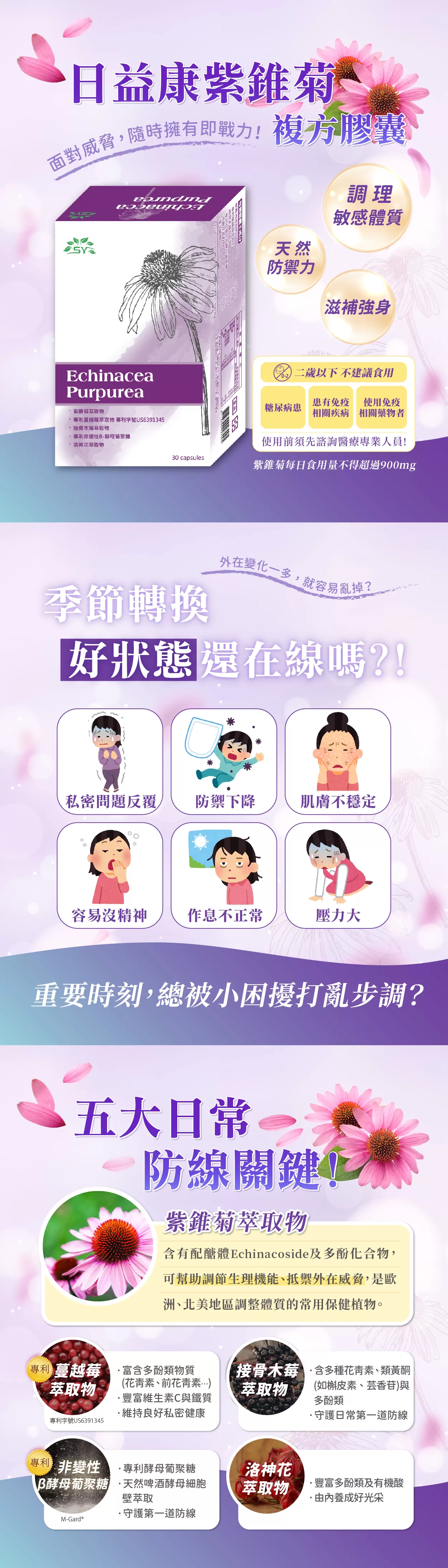 【多件優惠】日益康 紫錐菊複方膠囊 30粒/盒,葡聚多醣,多醣體,尿道炎,皰疹,泡疹