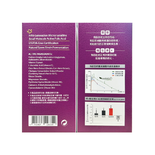 【多件優惠】葉酸速補膠囊 60粒/盒,K2,維生素K,孕婦營養,微晶型葉酸,第五代葉酸