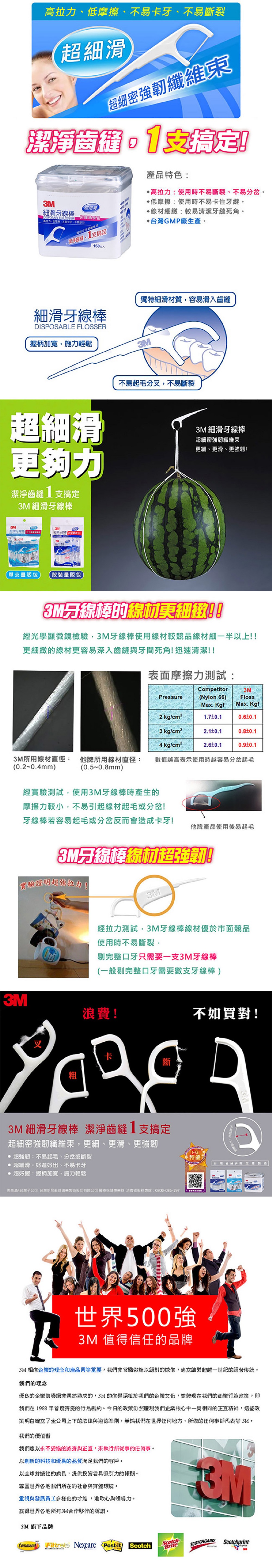 3M 細滑牙線棒 150支/盒 (附贈牙線隨身收納盒)