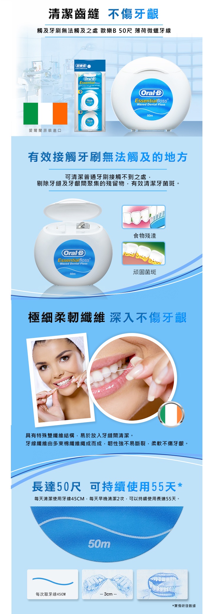 Oral歐樂B 無蠟/微蠟牙線(50公尺) 2入組