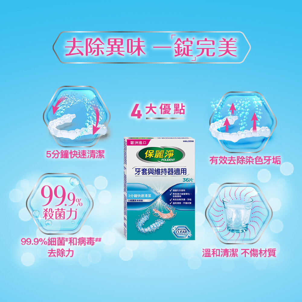 保麗淨 口腔護具清潔錠 36片