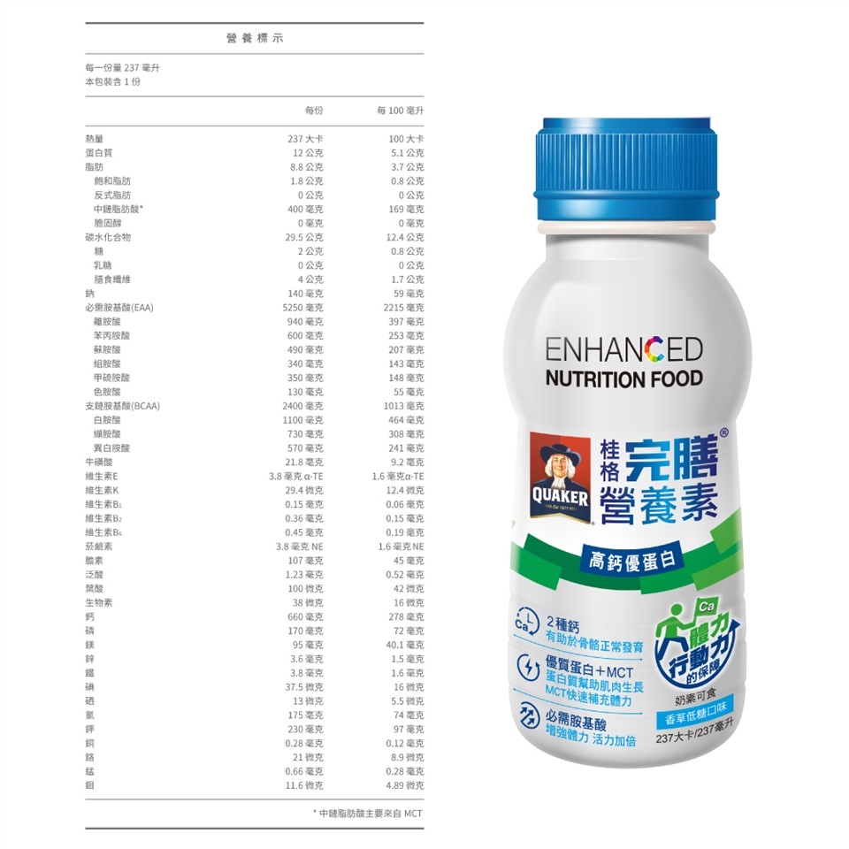 【2箱加碼贈】桂格完膳 營養素 高鈣優蛋白237mlx24罐入(箱),三重優蛋白,桂格塑膠瓶,營養補充,高鈣配方,增肌