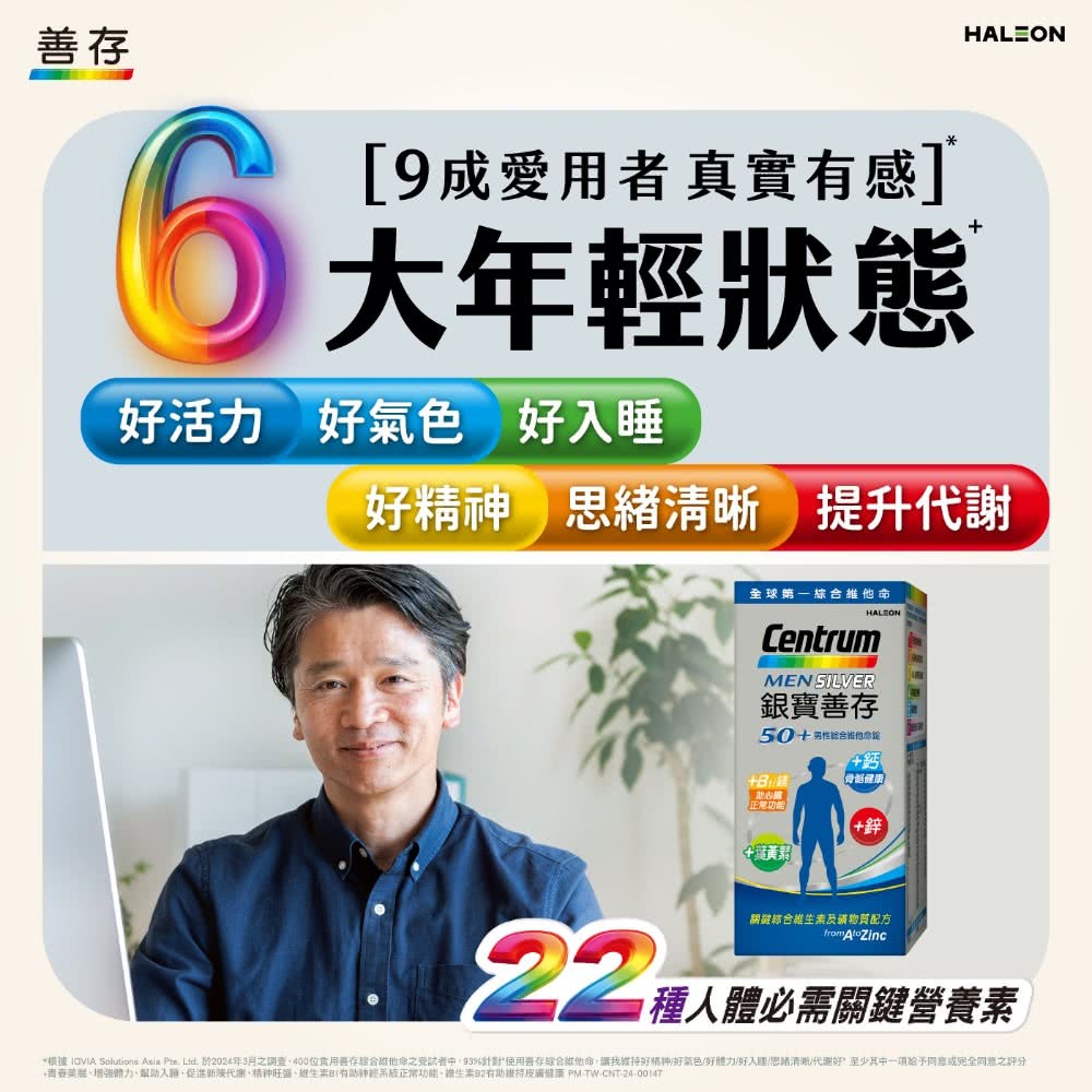 銀寶善存 50+男性綜合維他命(超值裝) 150錠,男性維生素,男性維他命,綜合維他命,維生素,50+