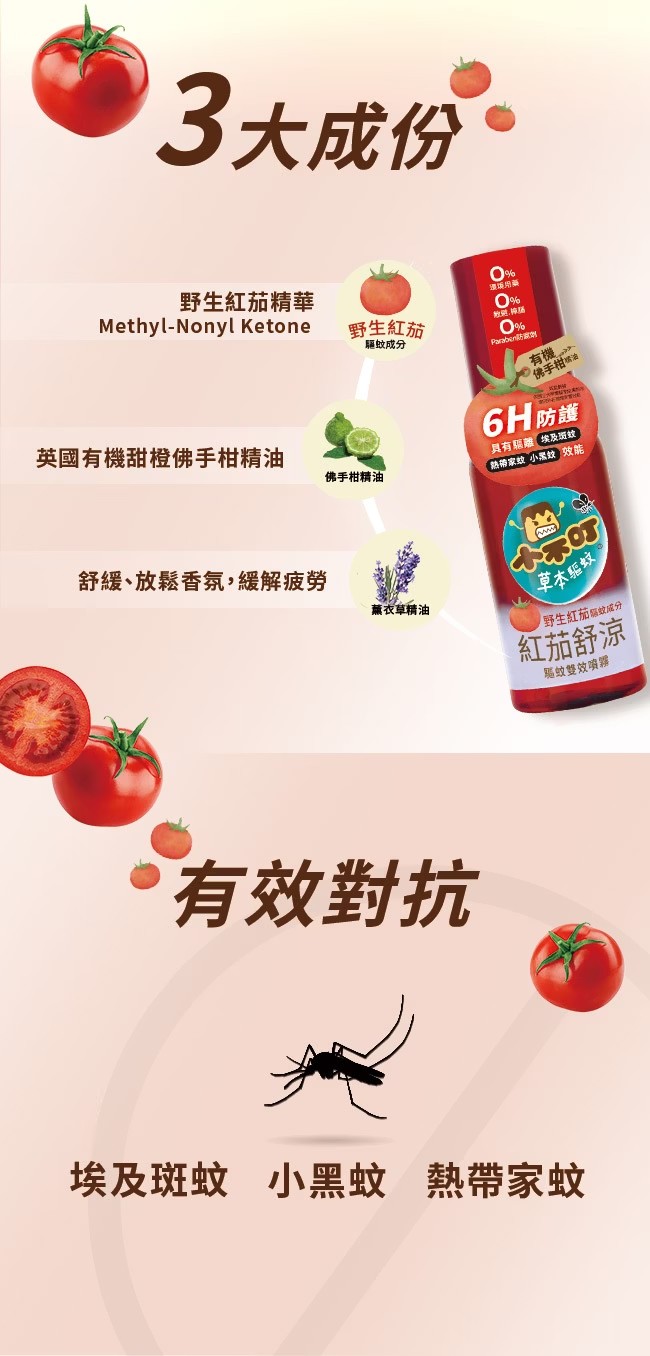 小不叮 紅茄舒涼驅蚊雙效噴霧 10ml/80ml,紅茄,小不丁,小布丁,埃及斑蚊,防蚊
