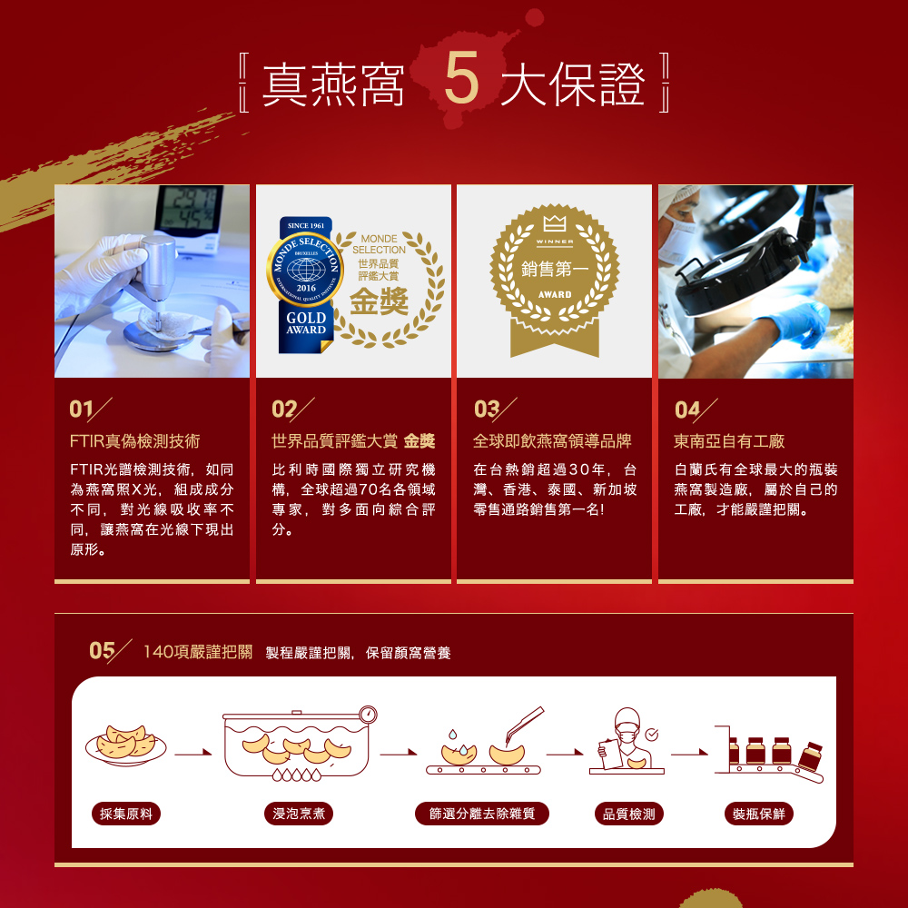 白蘭氏 冰糖經典燕窩禮盒 (42gx瓶)_5入/盒