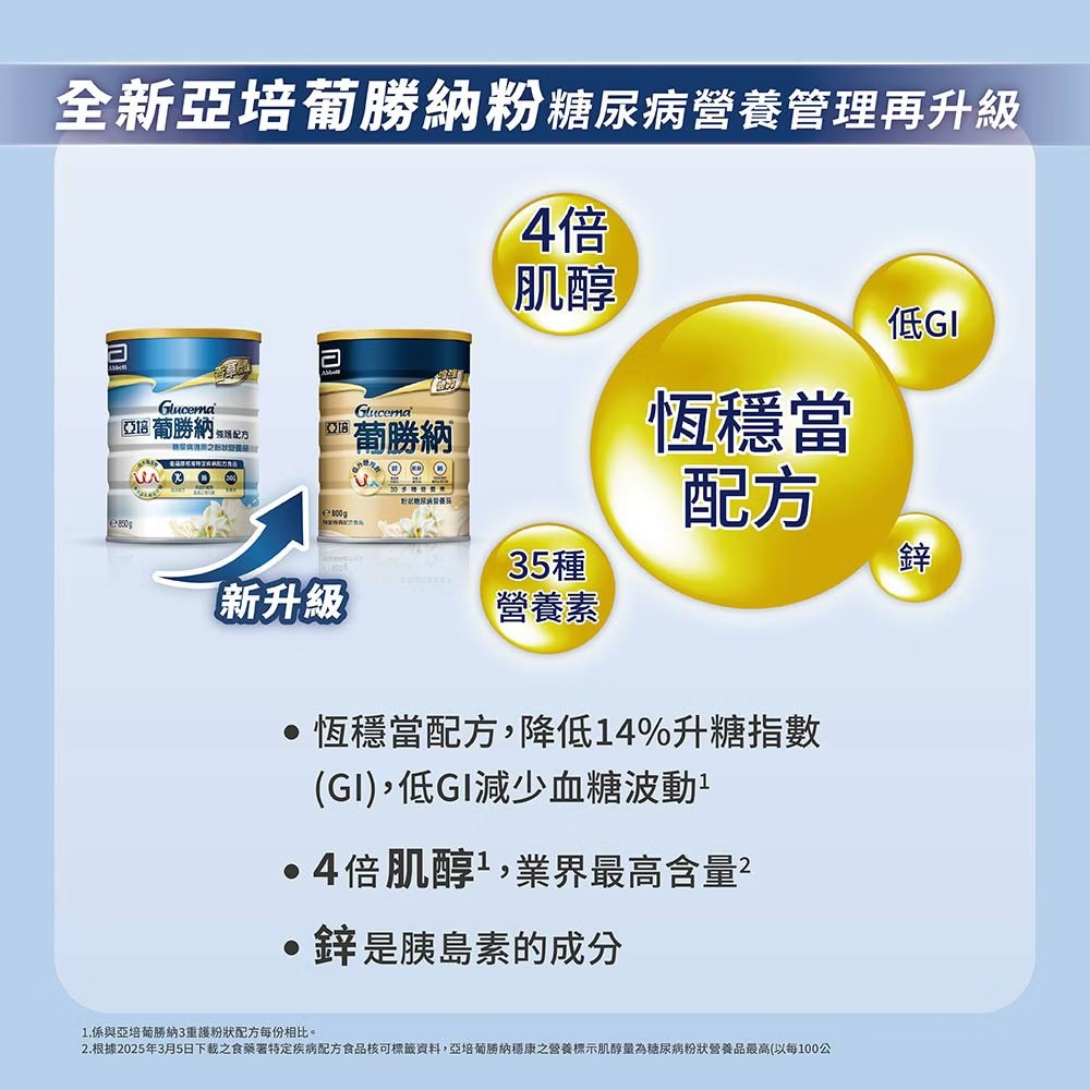 亞培 New葡勝納穩康 香草口味 800g｜糖尿病營養品｜穩醣配方粉狀營養補充