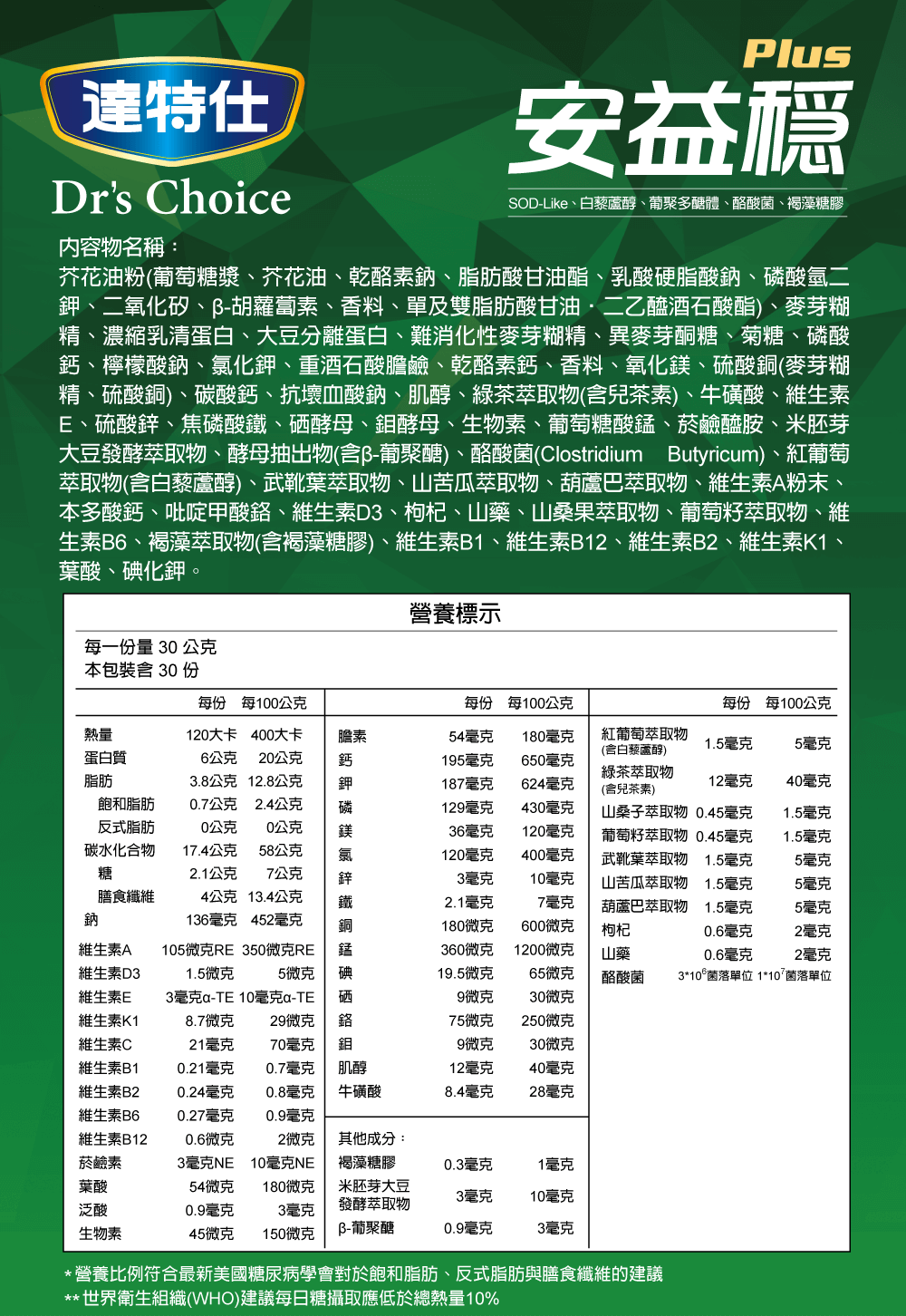 【買6罐贈1罐】達特仕 安益穩-減糖配方 900g_贈罐隨貨寄出