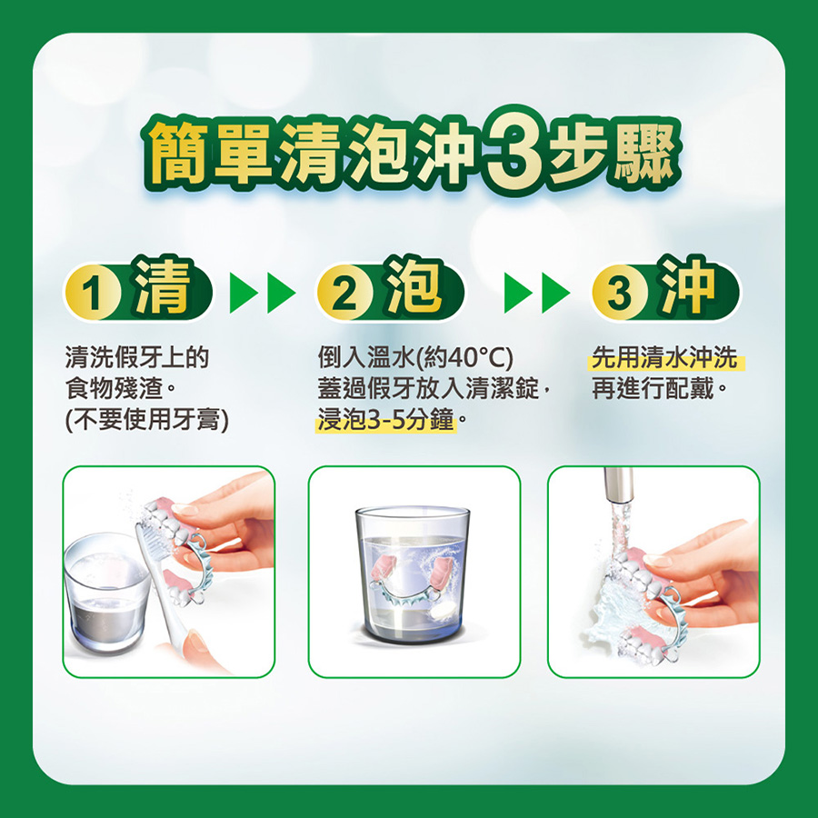 【贈假牙牙刷+漱口杯】保麗淨 局部假牙清潔錠 72片_新包裝