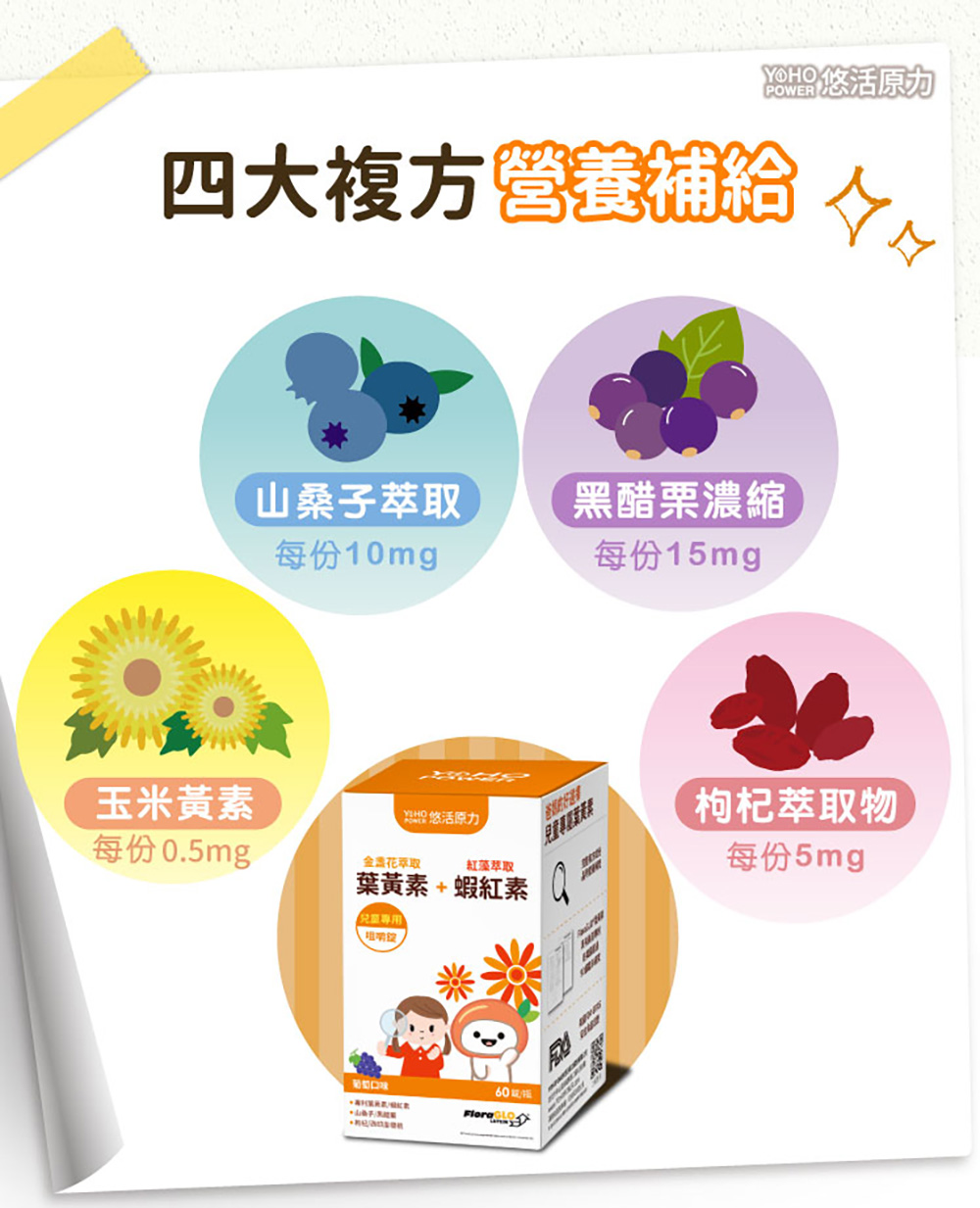 YOHO悠活原力 小悠活兒童葉黃素咀嚼錠45顆(盒)