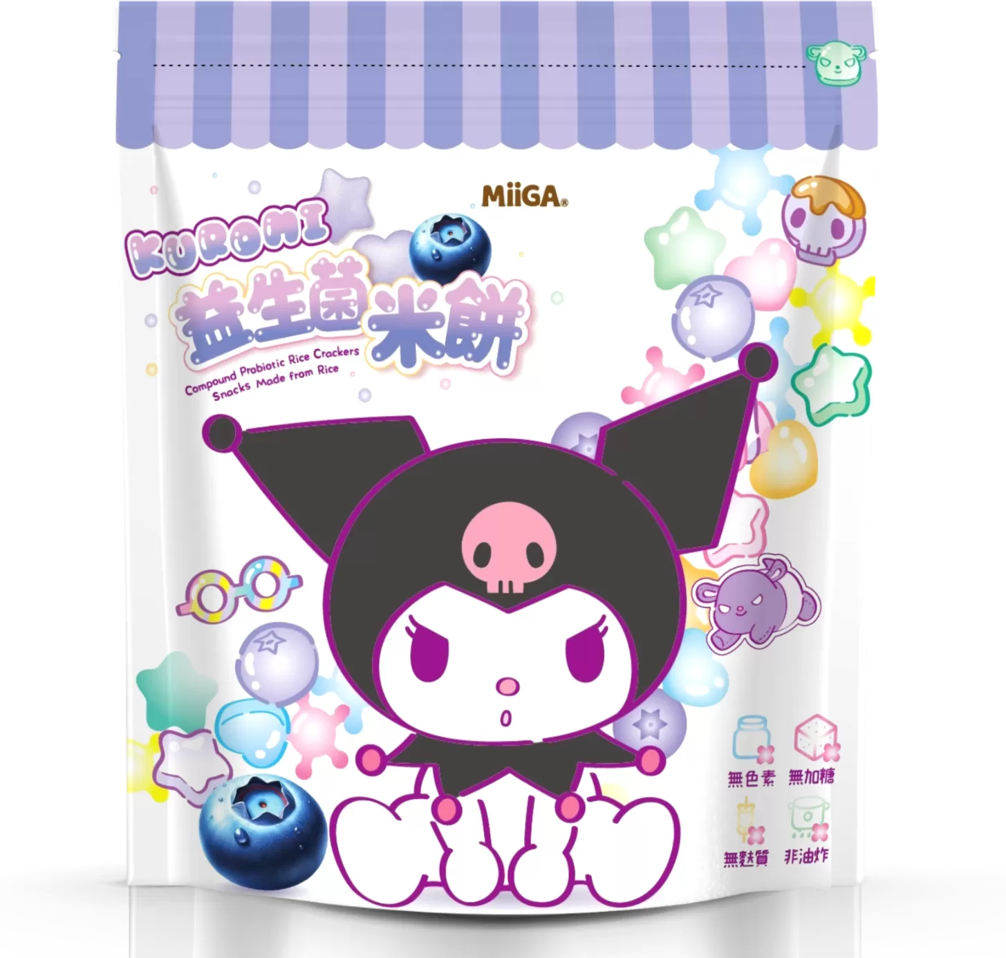 【益生菌米餅】100%台灣米製作/三麗鷗聯名/星星愛心造型『米心星』藍莓口味