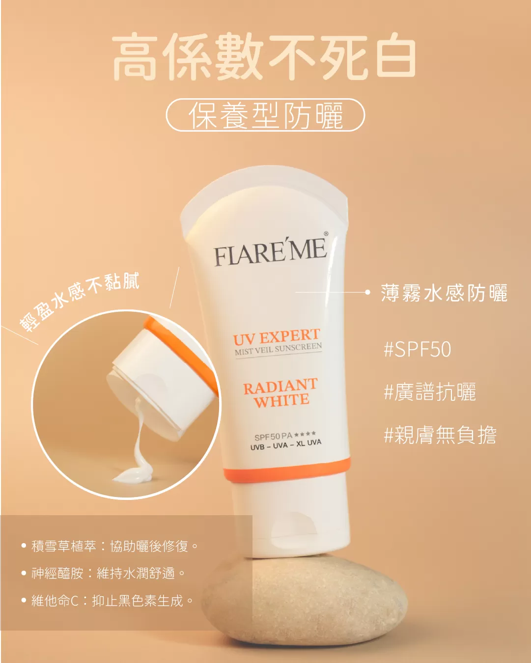 【淨黑透亮】日夜防護進階組,日夜首選,膚色提亮,防曬保護UVA/B,薄霧水感防曬,止黑繃帶霜