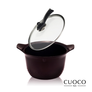 義大利CUOCO 26cm鑽石湯鍋組(含蓋)-酒紅