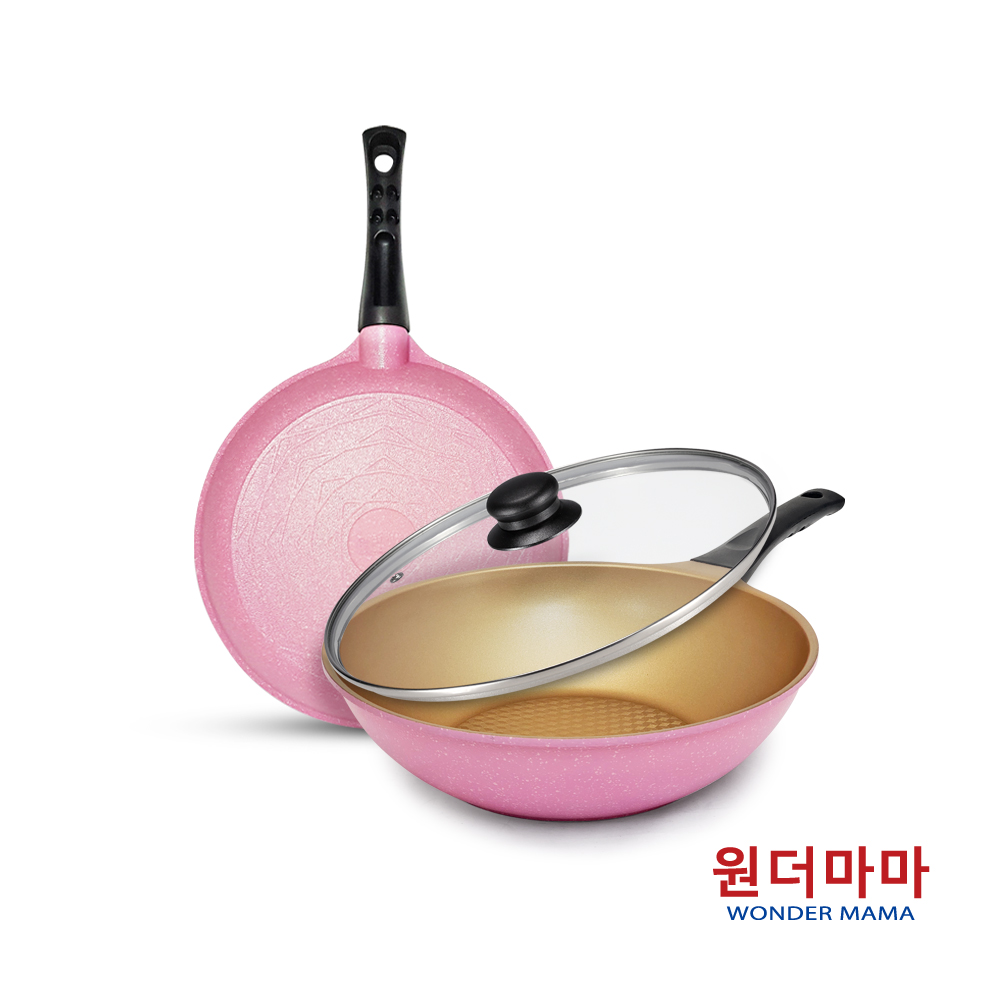 韓國WONDER MAMA 玫瑰鈦晶雙鍋組(炒+平+蓋)