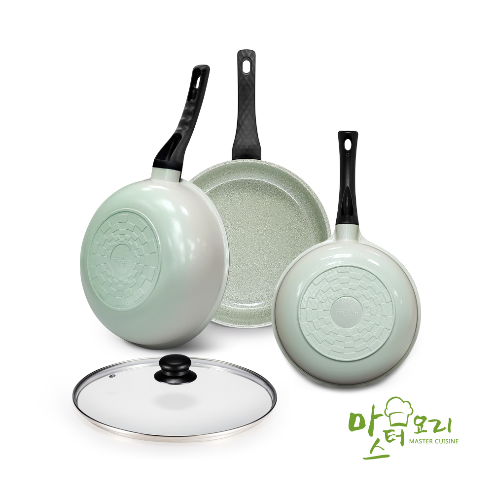 烹飪大師翠綠不沾3鍋4件組