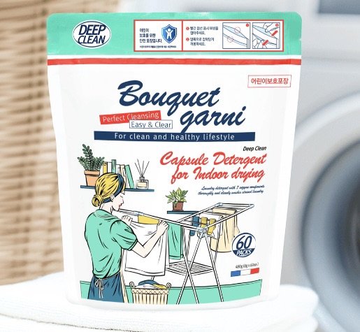 (韓國)Bouquet Garni 璞珈妮 七效精靈洗衣膠囊 室內晾曬用(8g*60顆/包)