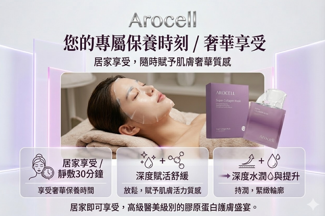 (韓國)AROCELL 超級膠原再生水凝膜(4片/盒),U60250002,(韓國)AROCELL超級膠原再生水凝膜(4片/盒),韓國熱銷No.1　每0.5秒售出1片,膠原導入+鎮定修護,所有商品