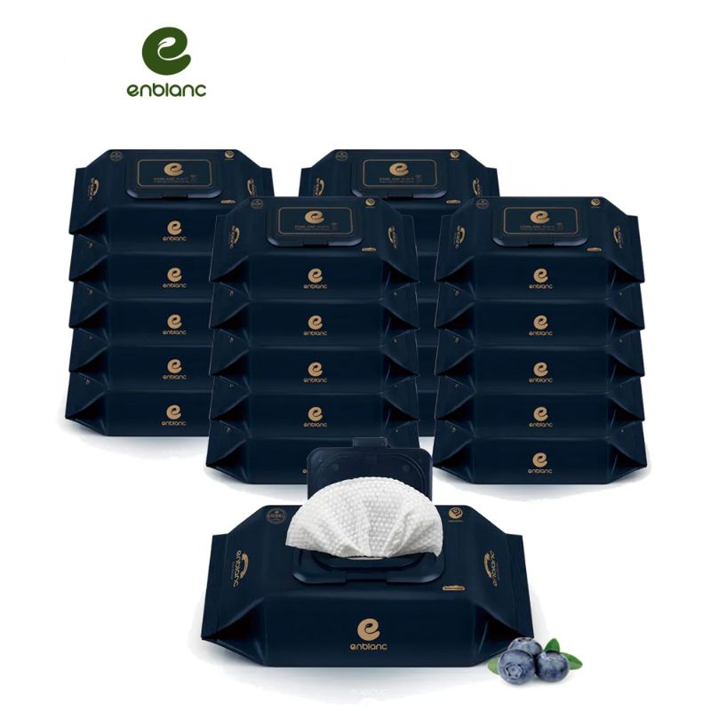 韓國ENBLANC 銀離子抗菌 極厚藍莓 有蓋隨身包濕紙巾
