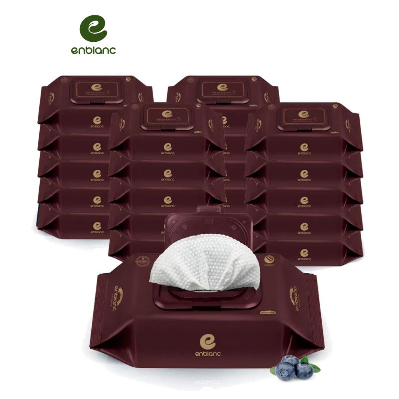 韓國ENBLANC 銀離子抗菌 紅絲絨極厚藍莓 有蓋隨身包濕紙巾