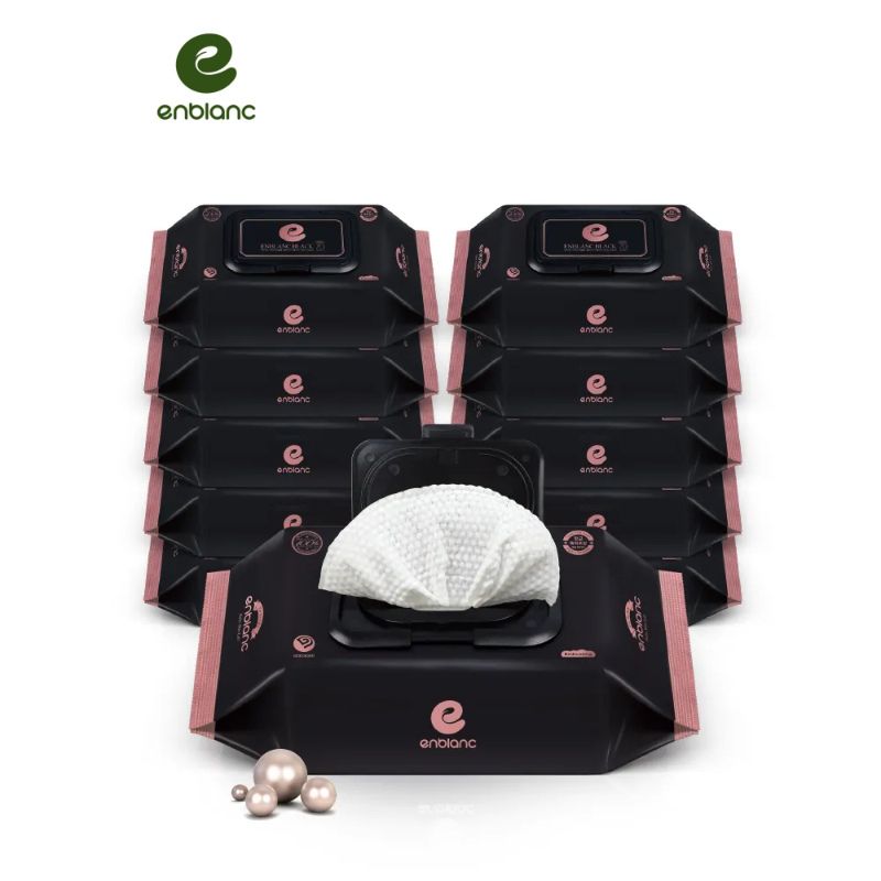 韓國ENBLANC 銀離子抗菌 極厚黑珍珠 有蓋隨身包純水濕紙巾
