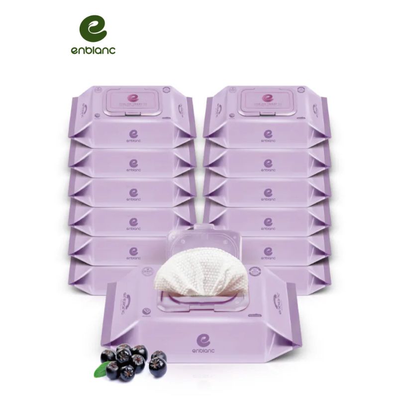 韓國ENBLANC 銀離子抗菌 輕厚野櫻莓 有蓋隨身包純水濕紙巾