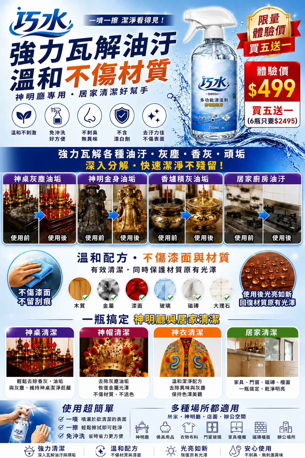 【鴻華商行】巧水多功能清潔劑,U62150028,【鴻華商行】巧水多功能清潔劑,去油汙,不傷漆面,強效清潔