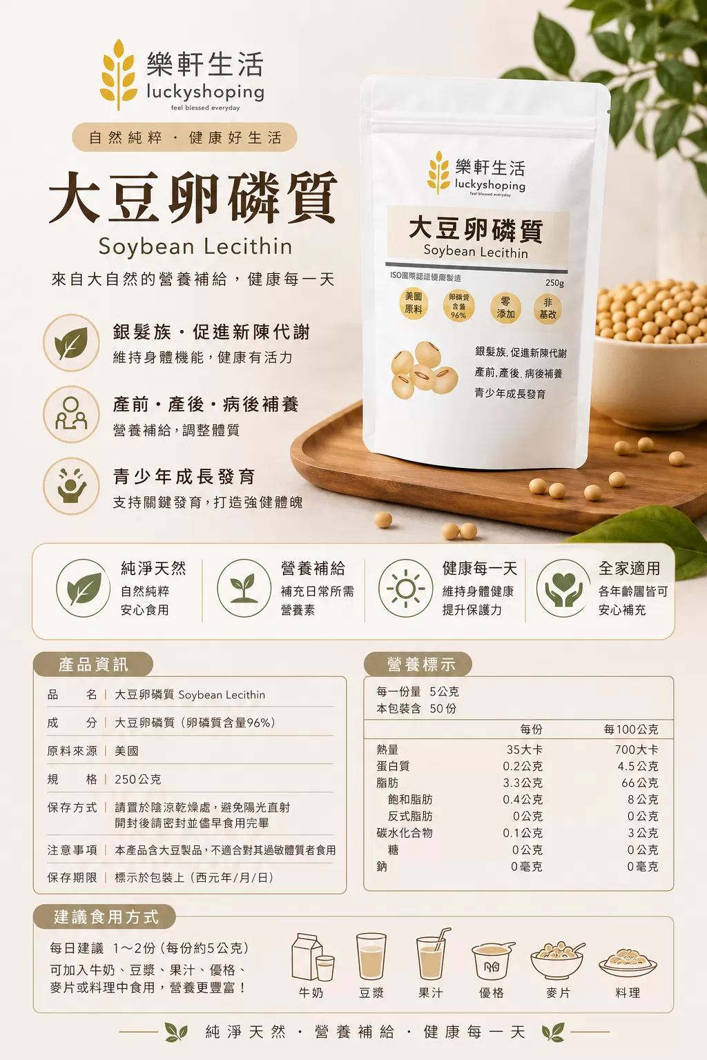 【樂軒生活】大豆卵磷脂,U62150030,【樂軒生活】大豆卵磷脂,健康,卵磷脂,代餐