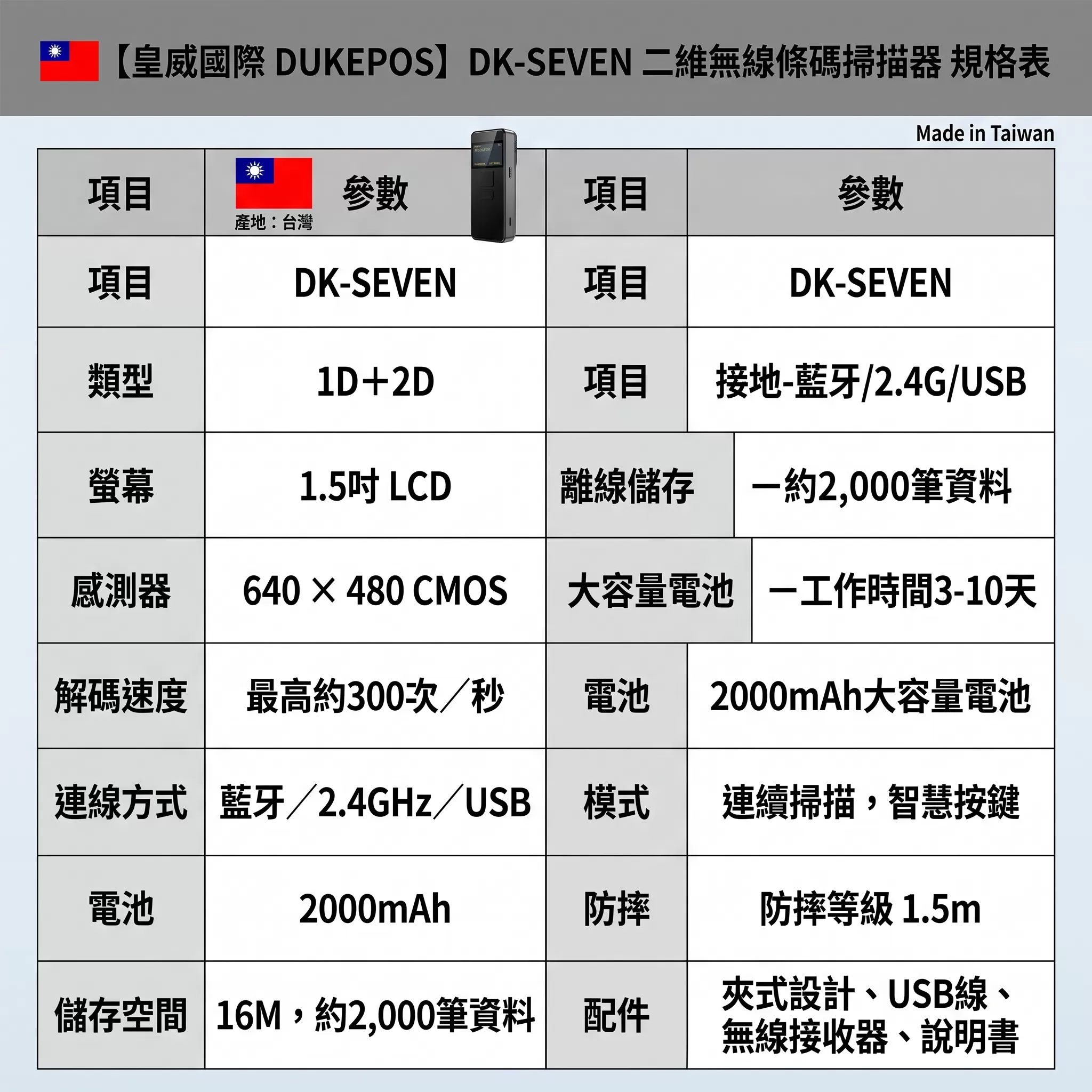 【皇威國際】SEVEN條碼掃描器,U62150015,【皇威國際】SEVEN條碼掃描器,台灣製,創業,掃碼器