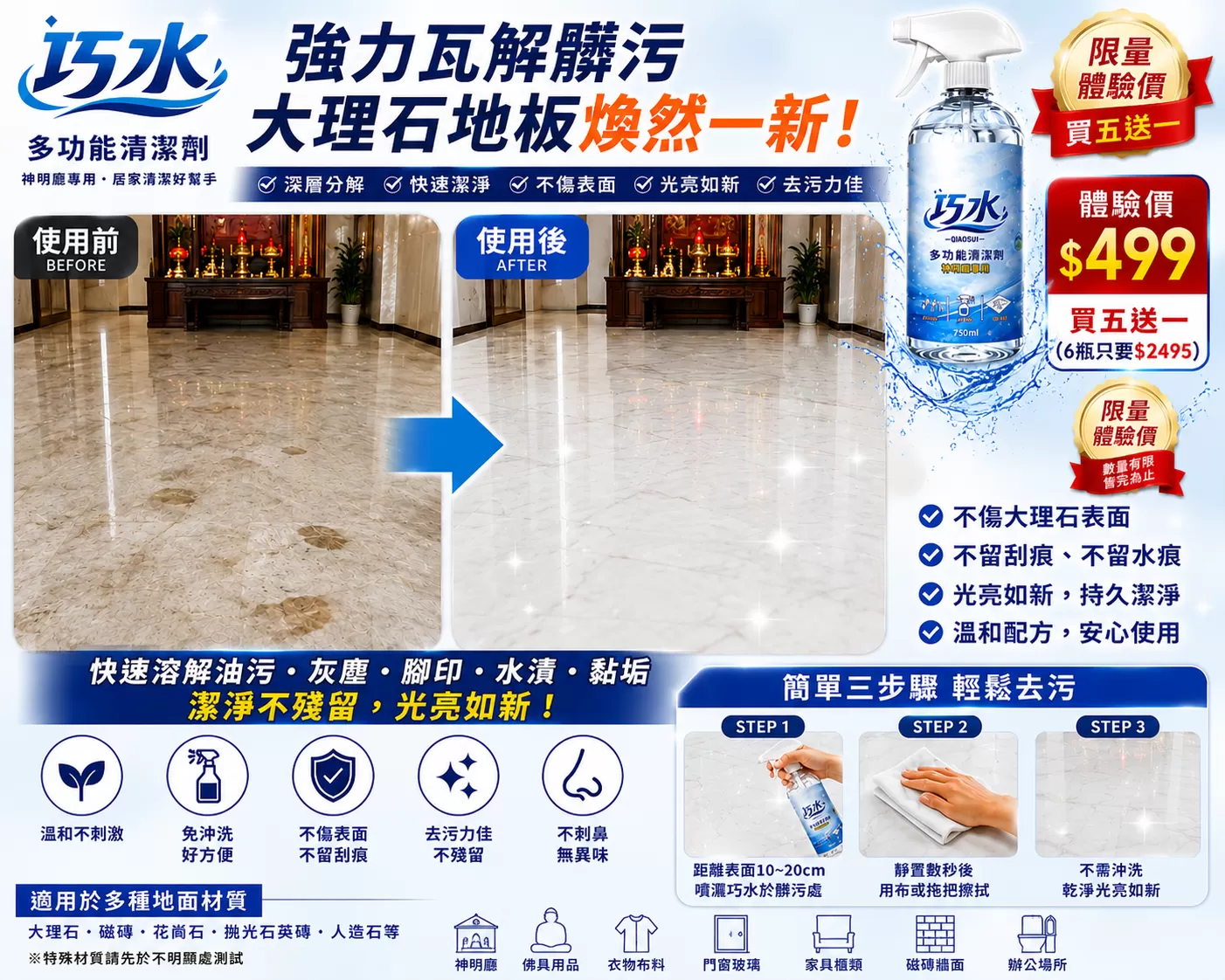 【鴻華商行】巧水多功能清潔劑,U62150028,【鴻華商行】巧水多功能清潔劑,去油汙,不傷漆面,強效清潔