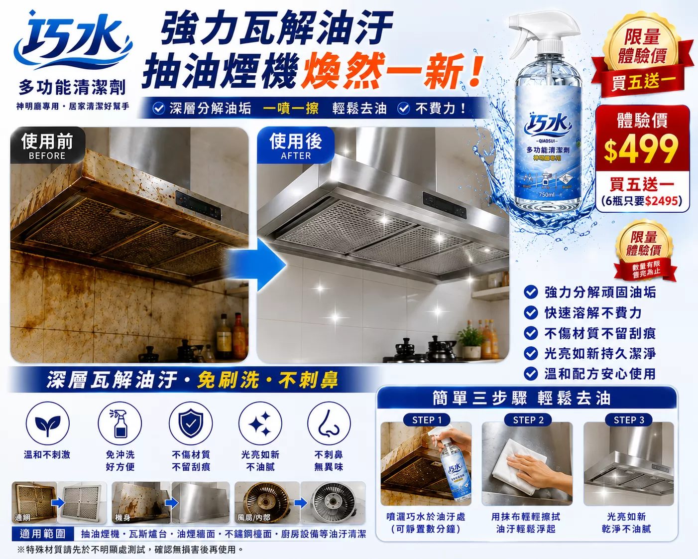 【鴻華商行】巧水多功能清潔劑,U62150028,【鴻華商行】巧水多功能清潔劑,去油汙,不傷漆面,強效清潔