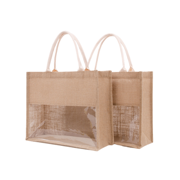 【客製禮贈品】時尚透明手提麻布袋