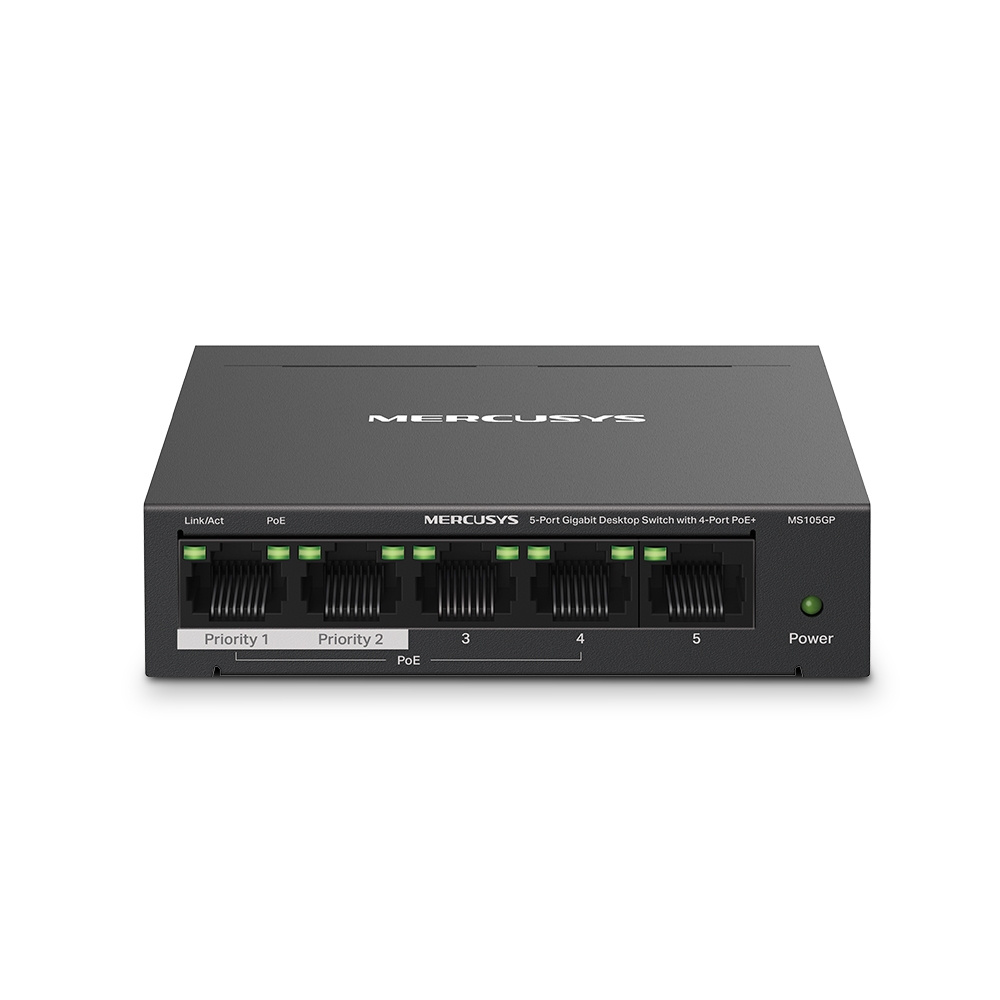 Mercusys 水星 MS105GP 5 埠 Gigabit 桌上型交換器(含 4 埠 PoE+)