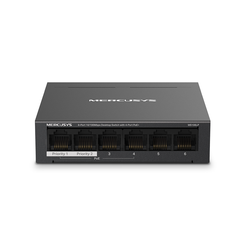 Mercusys 水星 MS106LP 6 埠 10/100Mbps 桌上型交換器(含 4 埠 PoE+)