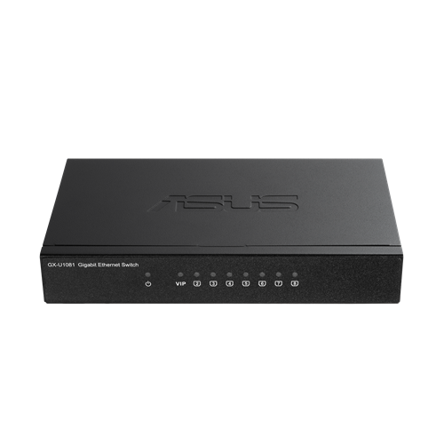 ASUS 華碩 配備 VIP 連接埠的精巧型隨插即用交換器(GX-U1081)8 個 Gigabit 連接埠