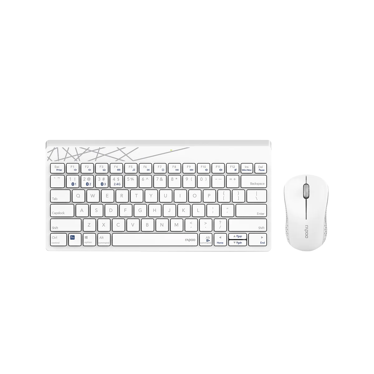 RAPOO雷柏 8000T 三模多工切換無線鍵鼠組(白)