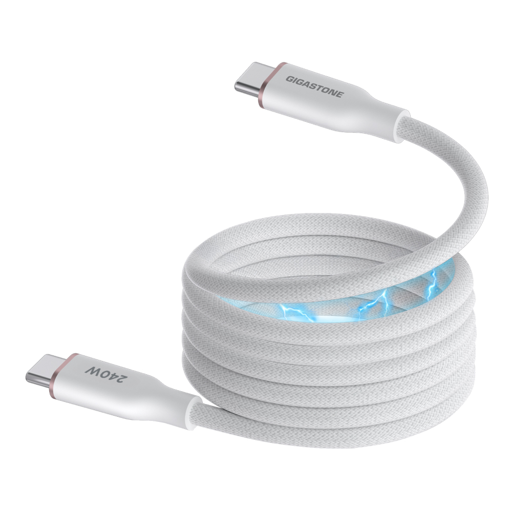 GIGASTONE CC-8800W 240W磁吸充電傳輸線-白色