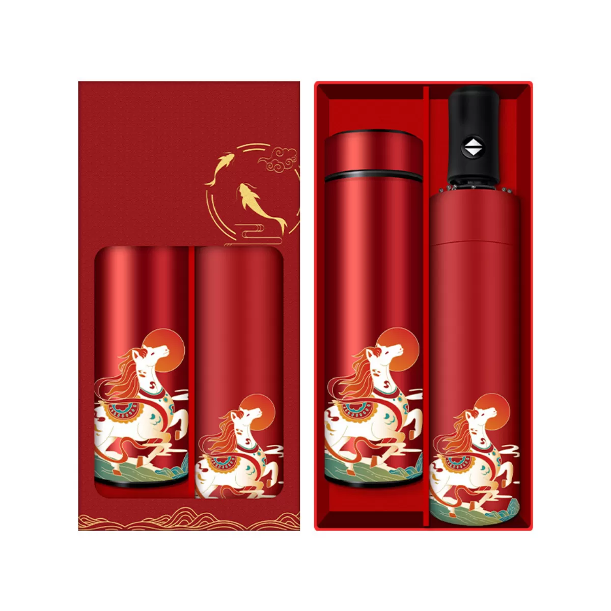 【客製禮贈品】馬年紅色晴雨傘圍巾套裝