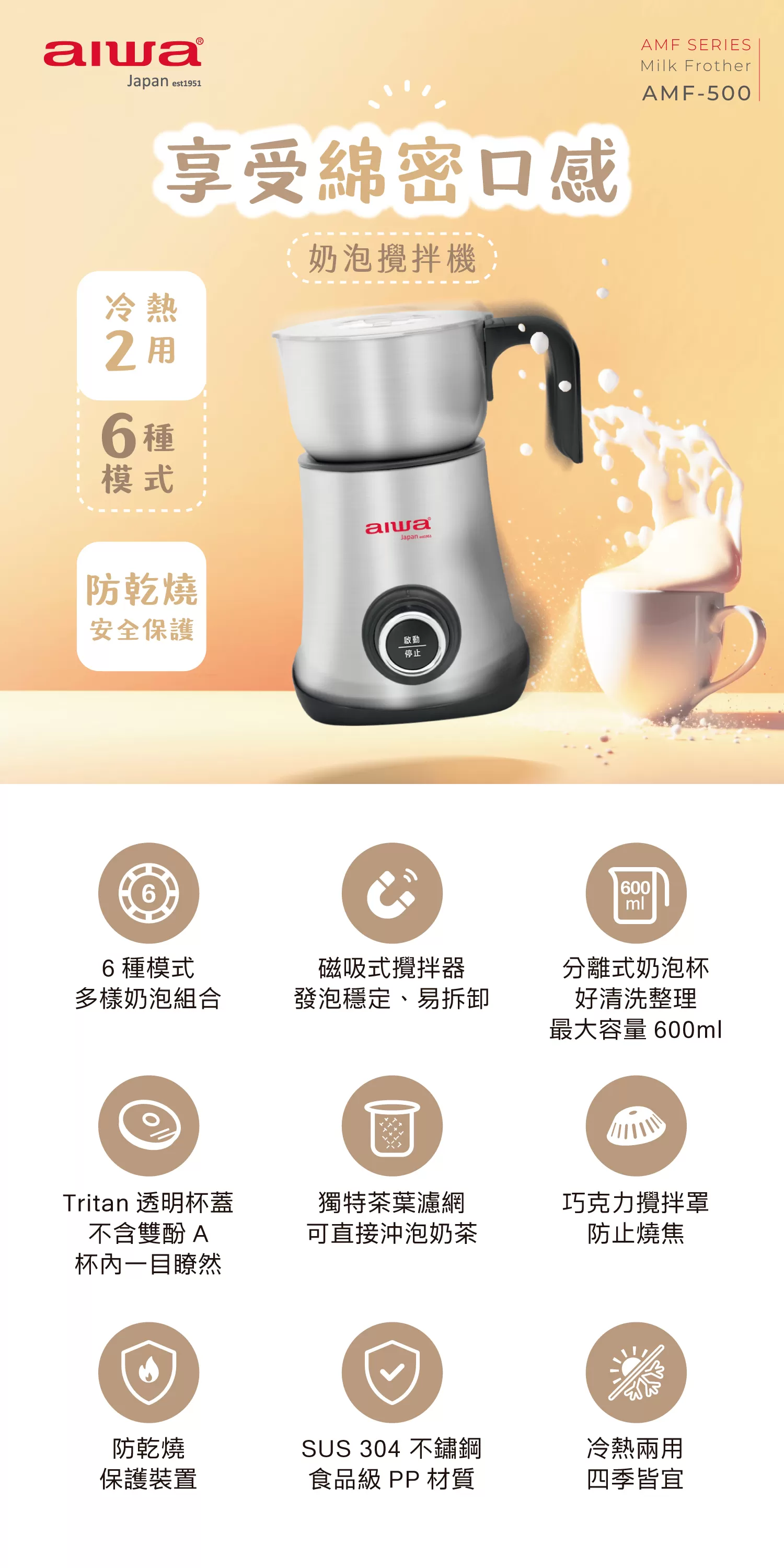 Aiwa 愛華 奶泡攪拌機 AMF-500
