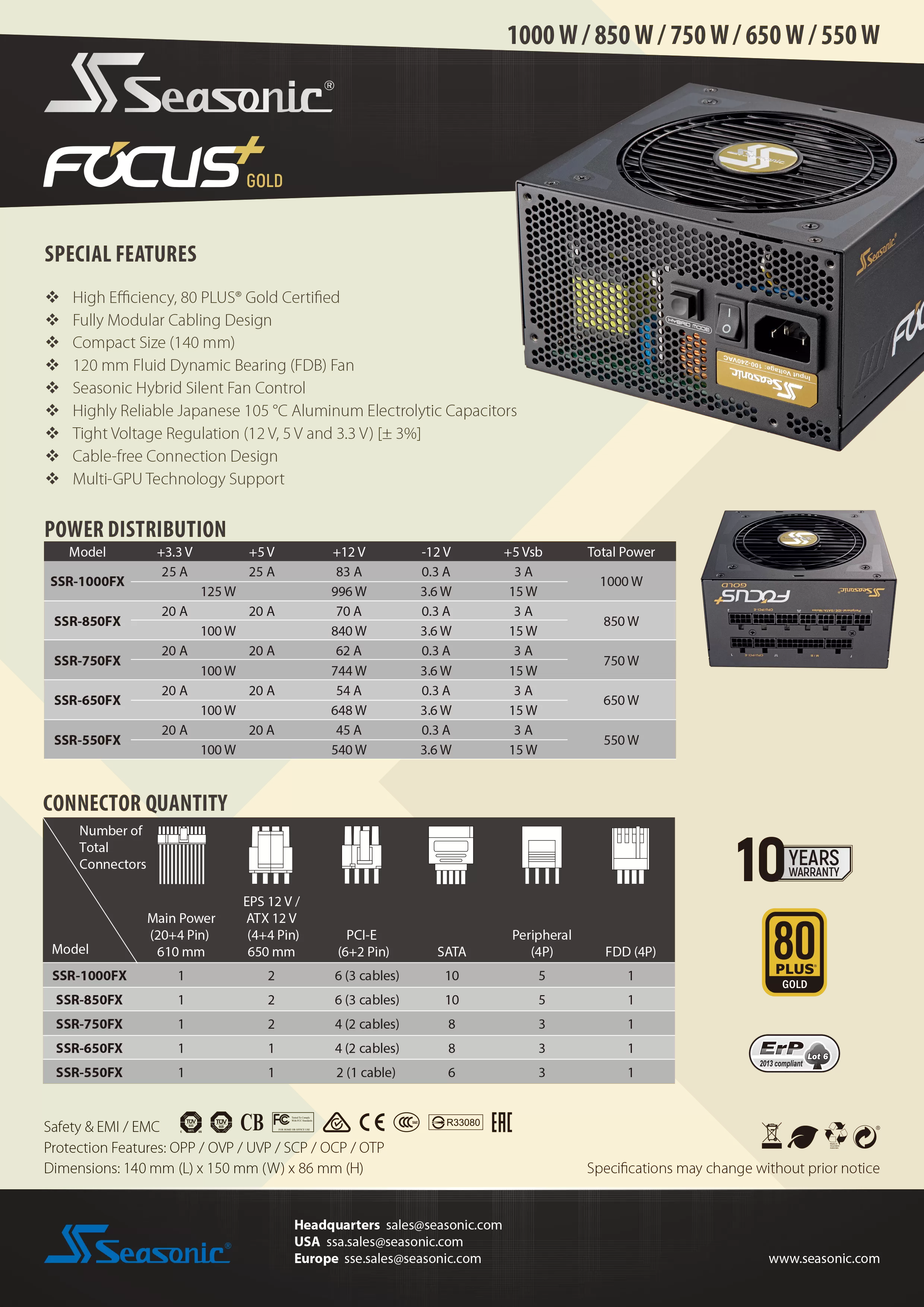 SeaSonic 海韻 FOCUS GX-650 650W 金牌 全模組 電源供應器